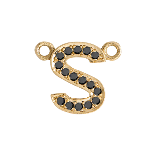 Black Diamond + 14k Yellow Gold Letter Charm - Image 30
