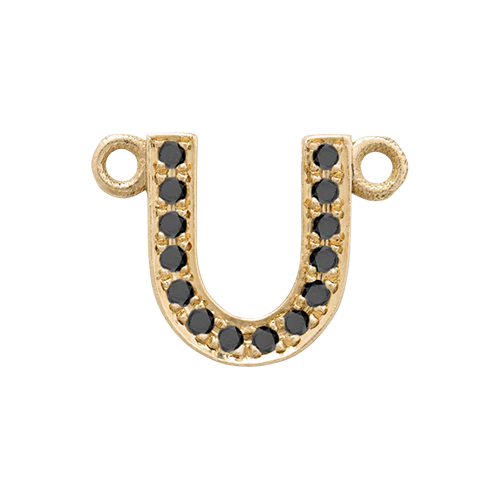 Black Diamond + 14k Yellow Gold Letter Charm - Image 32
