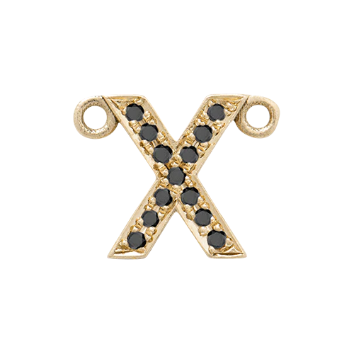 Black Diamond + 14k Yellow Gold Letter Charm - Image 35