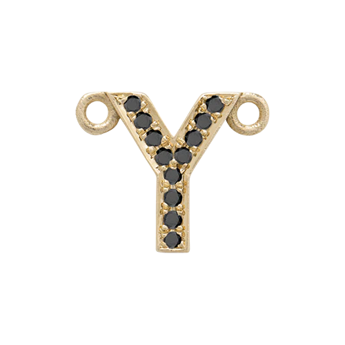 Black Diamond + 14k Yellow Gold Letter Charm - Image 36