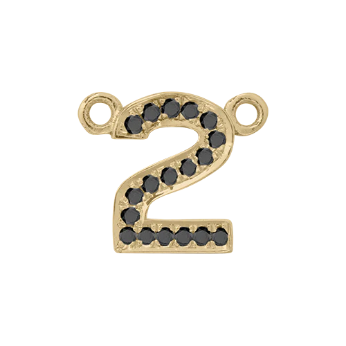 Black Diamond + 14k Yellow Gold Number Charm - Image 3