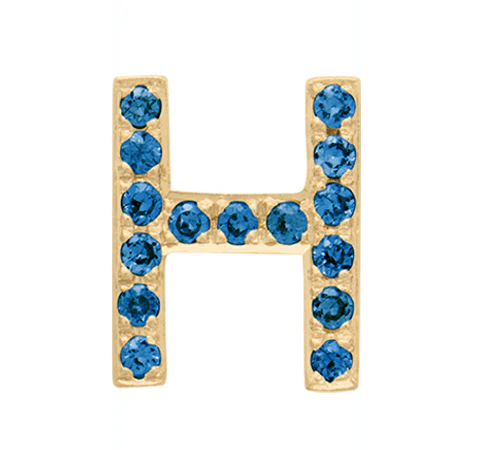 Yellow Gold, Blue Diamond Letter Bead - Image 10