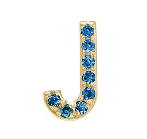 Yellow Gold, Blue Diamond Letter Bead - Image 12