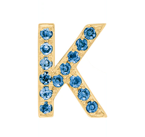 Yellow Gold, Blue Diamond Letter Bead - Image 13