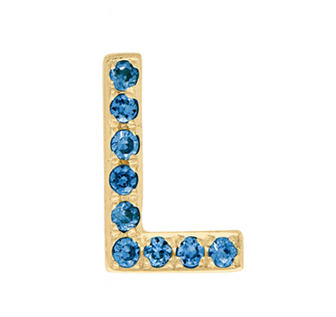 Yellow Gold, Blue Diamond Letter Bead - Image 14