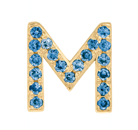 Yellow Gold, Blue Diamond Letter Bead - Image 15