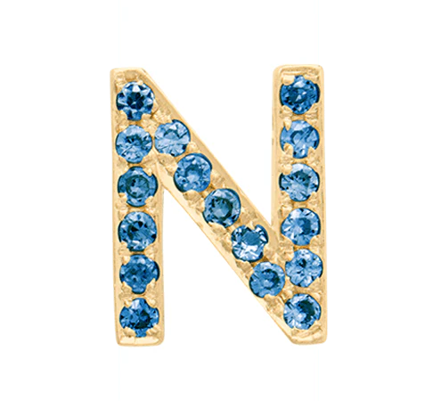 Yellow Gold, Blue Diamond Letter Bead - Image 16