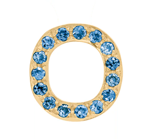 Yellow Gold, Blue Diamond Letter Bead - Image 17