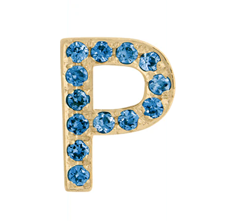 Yellow Gold, Blue Diamond Letter Bead - Image 18