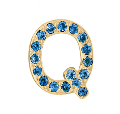 Yellow Gold, Blue Diamond Letter Bead - Image 19
