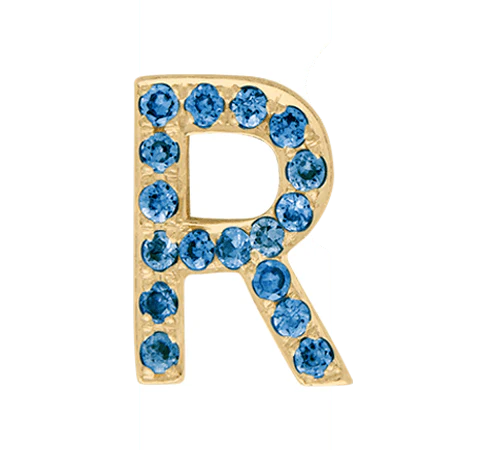 Yellow Gold, Blue Diamond Letter Bead - Image 20