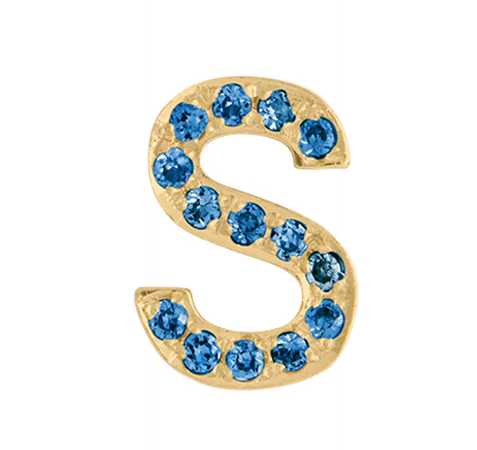 Yellow Gold, Blue Diamond Letter Bead - Image 21