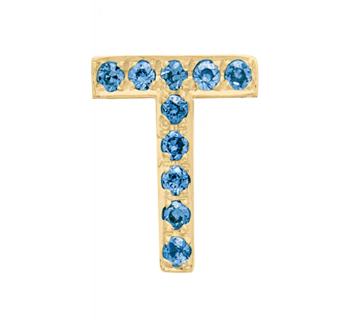 Yellow Gold, Blue Diamond Letter Bead - Image 22