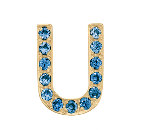 Yellow Gold, Blue Diamond Letter Bead - Image 23