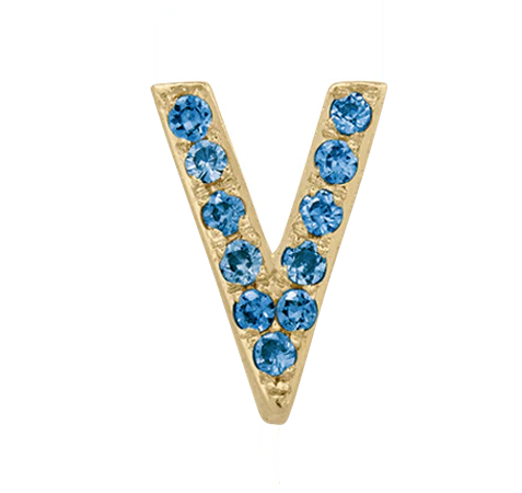 Yellow Gold, Blue Diamond Letter Bead - Image 24