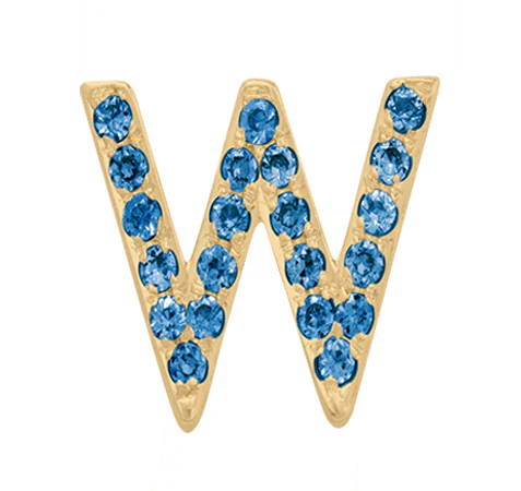 Yellow Gold, Blue Diamond Letter Bead - Image 25