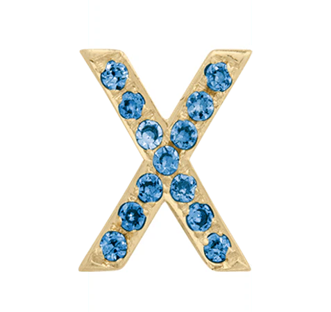 Yellow Gold, Blue Diamond Letter Bead - Image 26