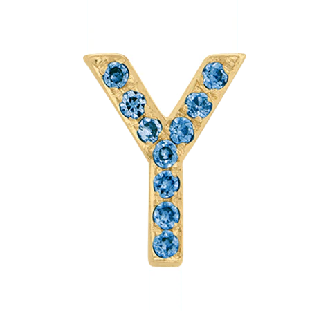 Yellow Gold, Blue Diamond Letter Bead - Image 27