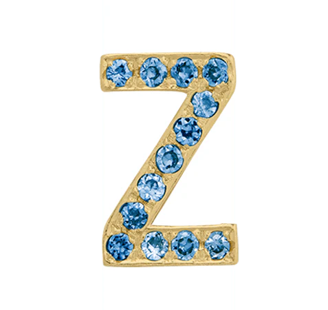 Yellow Gold, Blue Diamond Letter Bead - Image 28