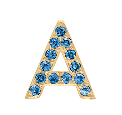 Yellow Gold, Blue Diamond Letter Bead - Image 3