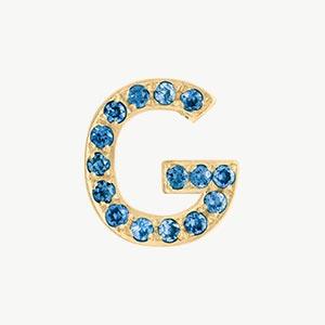 Yellow Gold, Blue Diamond Letter Bead - Image 35