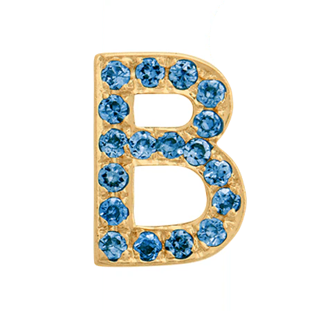 Yellow Gold, Blue Diamond Letter Bead - Image 4