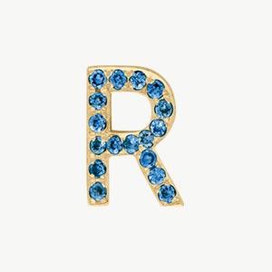 Yellow Gold, Blue Diamond Letter Bead - Image 46