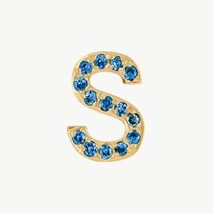 Yellow Gold, Blue Diamond Letter Bead - Image 47