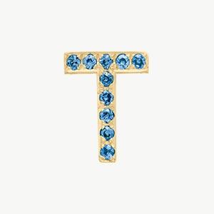 Yellow Gold, Blue Diamond Letter Bead - Image 48