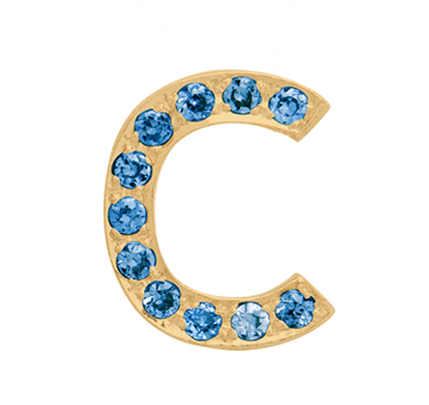 Yellow Gold, Blue Diamond Letter Bead - Image 5