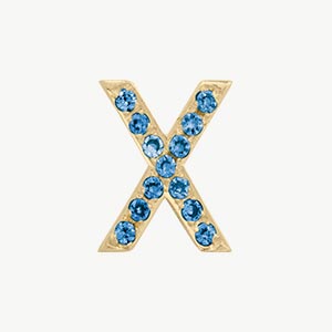 Yellow Gold, Blue Diamond Letter Bead - Image 52
