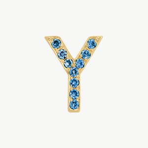Yellow Gold, Blue Diamond Letter Bead - Image 53