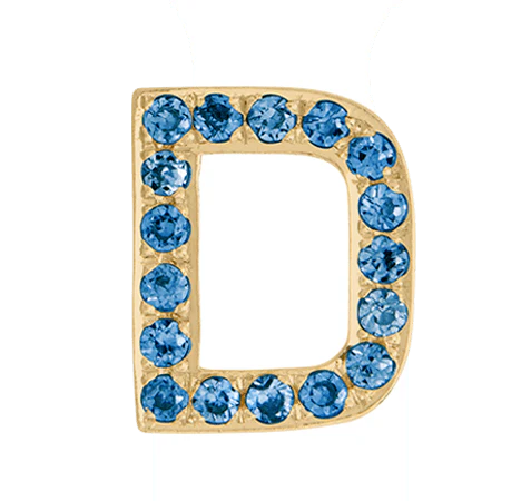 Yellow Gold, Blue Diamond Letter Bead - Image 6