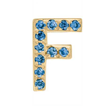 Yellow Gold, Blue Diamond Letter Bead - Image 8