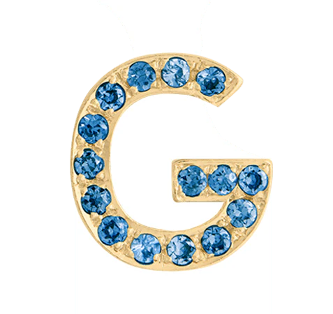 Yellow Gold, Blue Diamond Letter Bead - Image 9