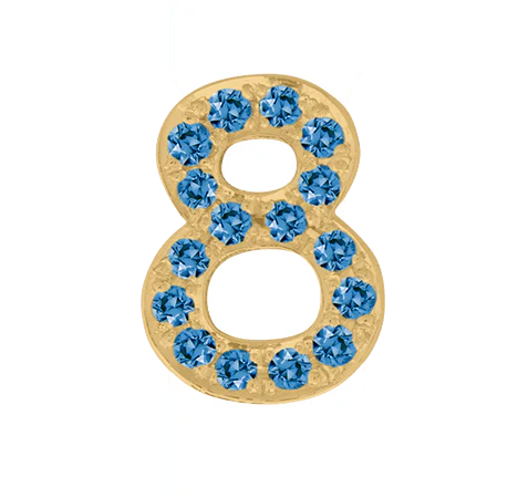 Yellow Gold, Blue Diamond Number Bead - Image 11