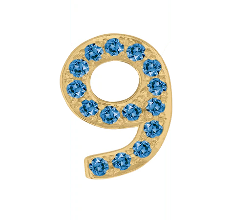 Yellow Gold, Blue Diamond Number Bead - Image 12