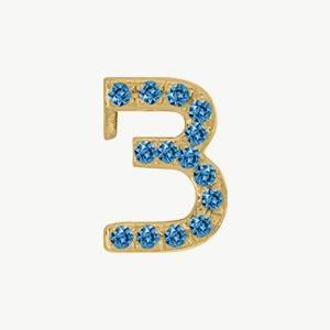Yellow Gold, Blue Diamond Number Bead - Image 16