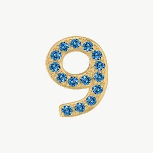 Yellow Gold, Blue Diamond Number Bead - Image 22