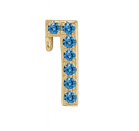 Yellow Gold, Blue Diamond Number Bead - Image 4