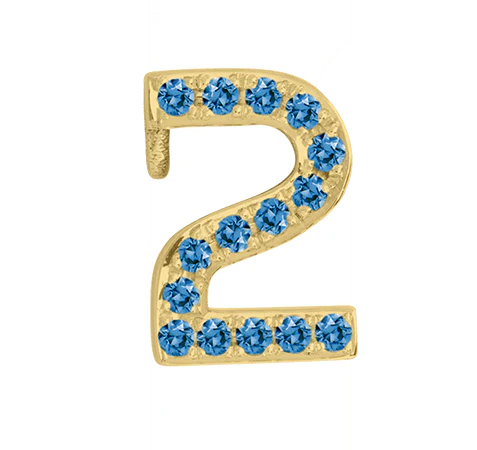 Yellow Gold, Blue Diamond Number Bead - Image 5