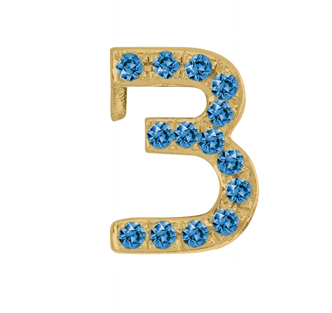 Yellow Gold, Blue Diamond Number Bead - Image 6