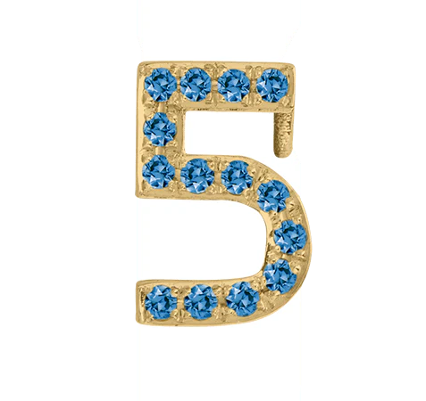 Yellow Gold, Blue Diamond Number Bead - Image 8