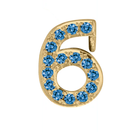 Yellow Gold, Blue Diamond Number Bead - Image 9