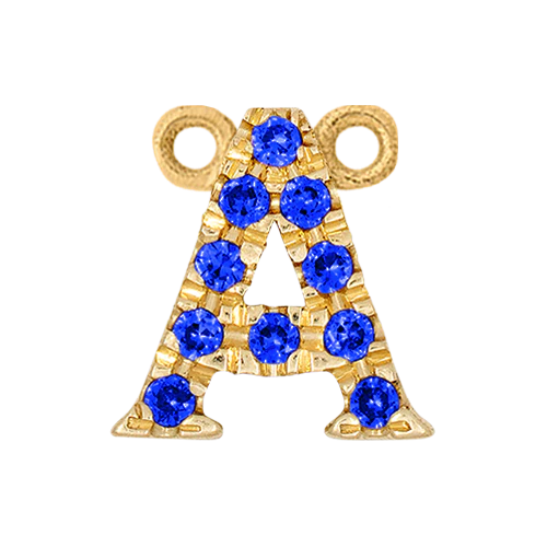 Blue Sapphire + 14k Yellow Gold Letter Charm