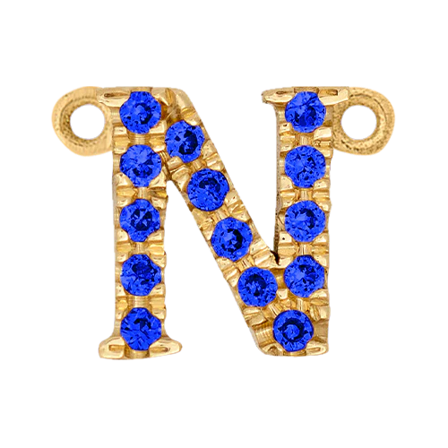 Blue Sapphire + 14k Yellow Gold Letter Charm - Image 14