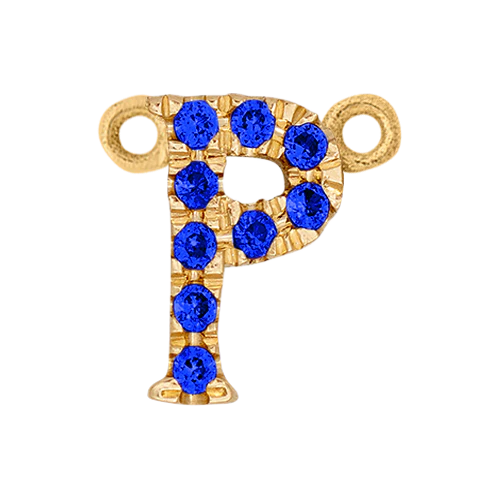 Blue Sapphire + 14k Yellow Gold Letter Charm - Image 16
