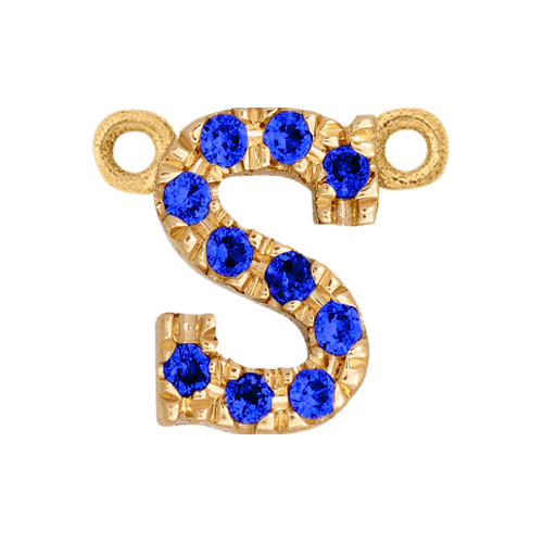 Blue Sapphire + 14k Yellow Gold Letter Charm - Image 19