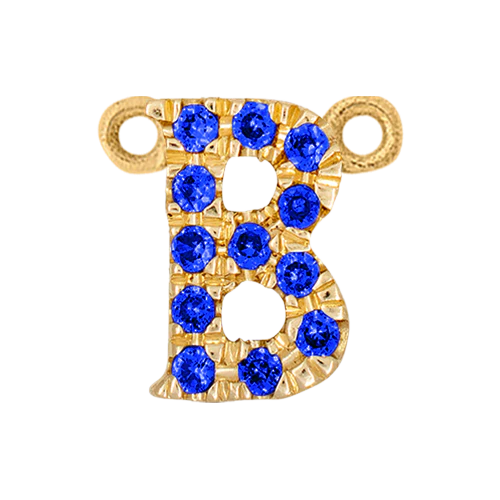 Blue Sapphire + 14k Yellow Gold Letter Charm - Image 2