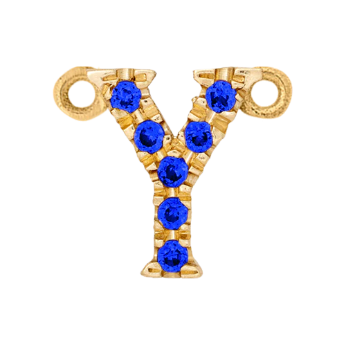 Blue Sapphire + 14k Yellow Gold Letter Charm - Image 25